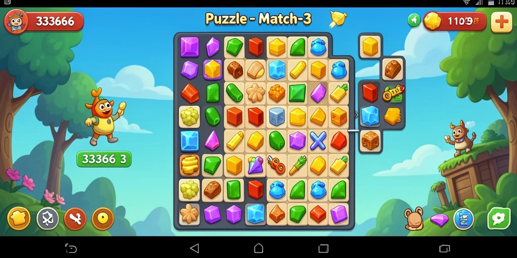 Tampilan antarmuka menarik dari game Puzzle Match-3 333666.