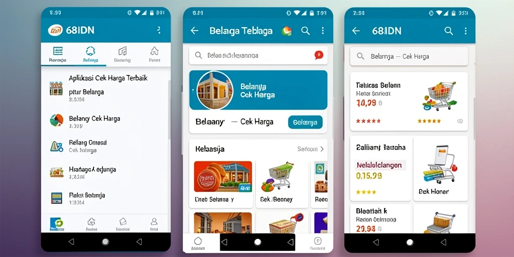 Tampilan aplikasi 68IDN menampilkan fitur cek harga dengan jelas.
