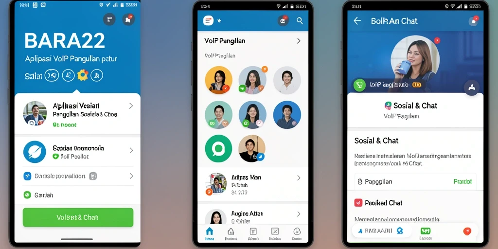 Tampilan antarmuka BARA22 untuk panggilan VoIP yang intuitif dan menarik.