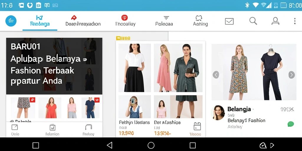 Tampilan antarmuka aplikasi BARU01 saat berbelanja fashion.