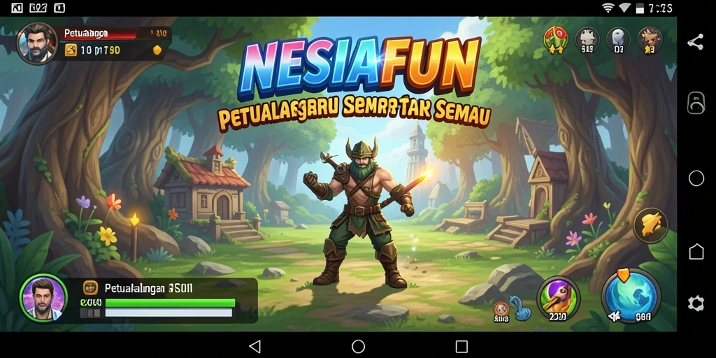 Tampilan antarmuka permainan NESIAFUN yang menampilkan dunia Petualangan.
