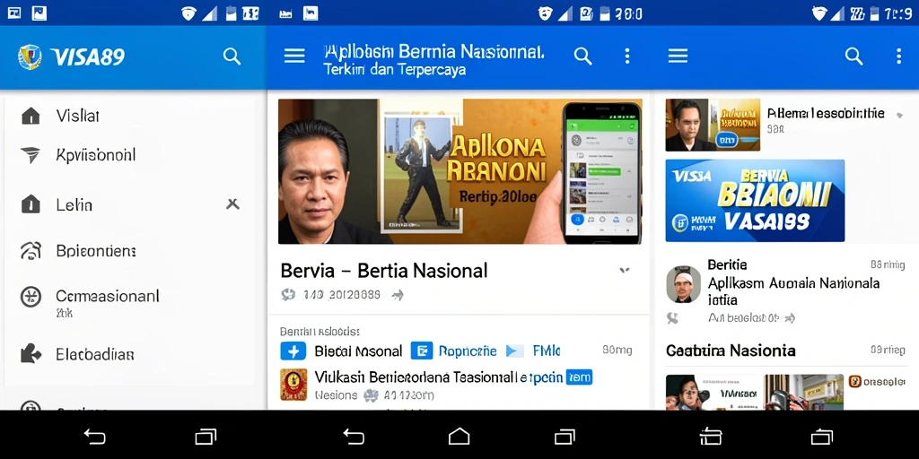 Tampilan antarmuka utama VISA89 dengan berita aktual dan navigasi yang mudah.