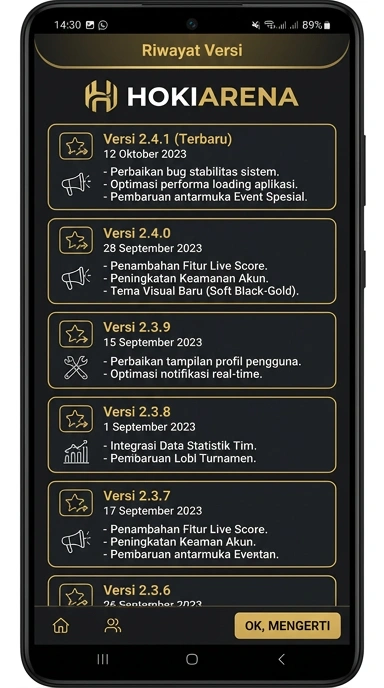 Riwayat Versi Hokiarena untuk Pengguna Android